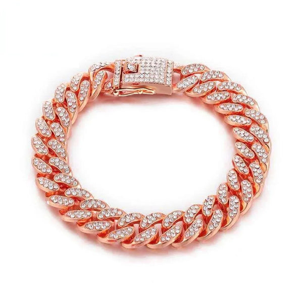 Rhinestone Metal Dog Chain Collar